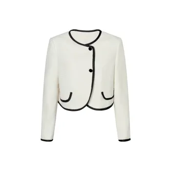 MEETLADY Cropped Coats Women's White