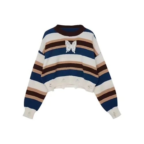DOSOHEB Knitwear Women's Blue Coffee Color