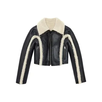 DIESEL Faux-Fur Zip-Up Long-Sleeved Jacket