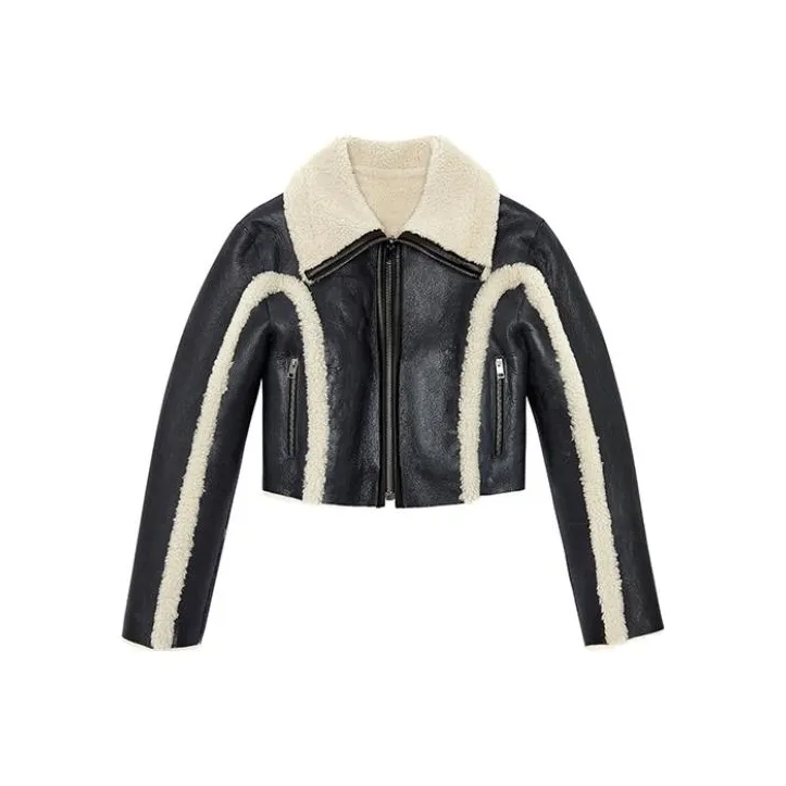 DIESEL Faux-Fur Zip-Up Long-Sleeved Jacket-0