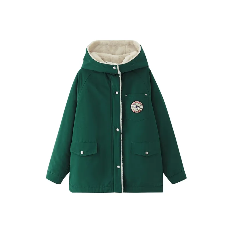 Initial Language Puffer Jacket Women's Dark Green-0