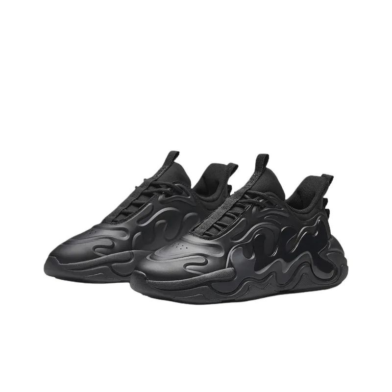 Anta Life Collection Cushioning Abrasion Resistant Lightweight Low Top Chunky Sneakers Women's Black-1
