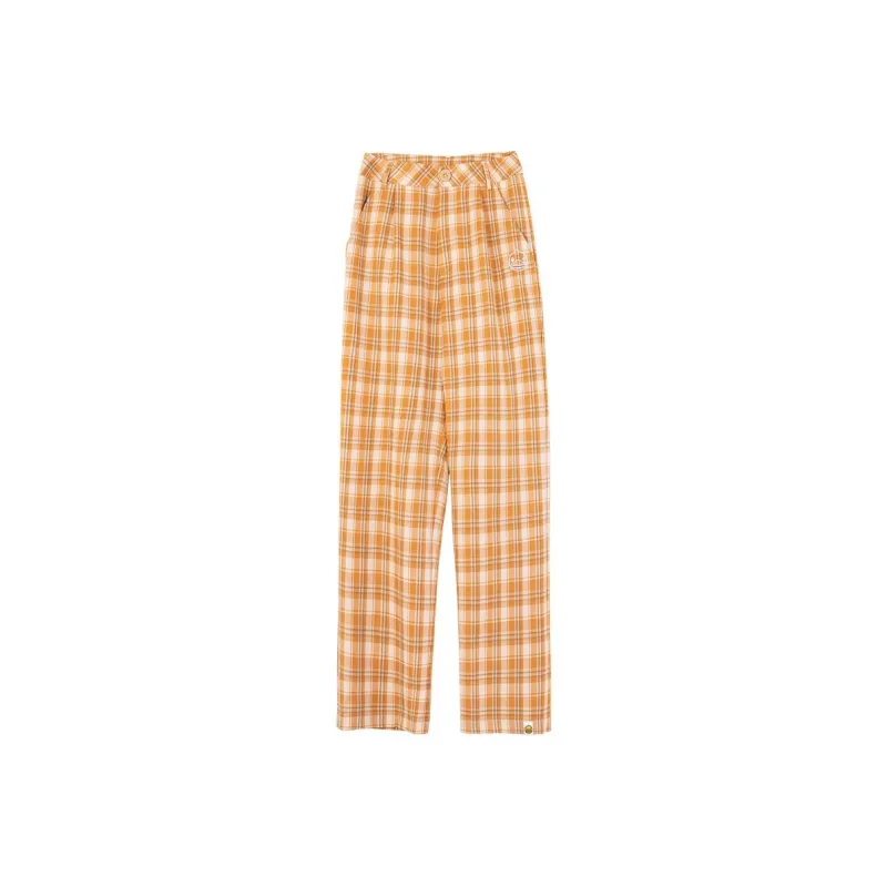 B.Duck Casual Pants Women's Yellow Plaid-0