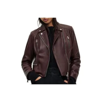 ALLSAINTS Leather Jackets Women's Deep Red