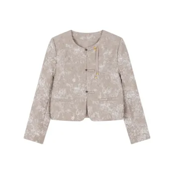 IHIMI Cropped Coat Women's Silk Apricot