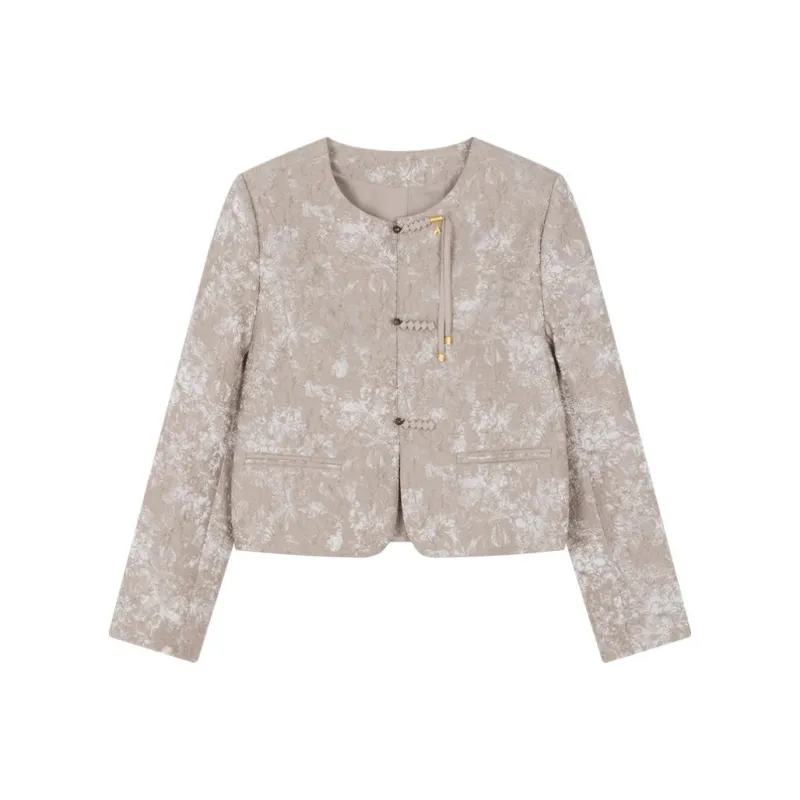 IHIMI Cropped Coat Women's Silk Apricot-0