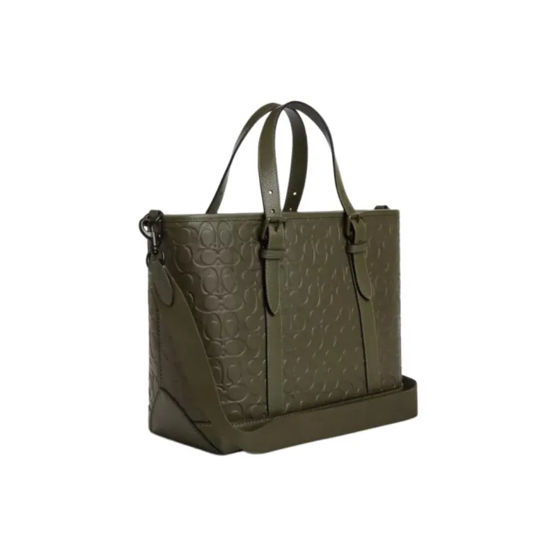 COACH WARNER Cow Leather Tote Bag, Shopping Bag, Shoulder Bag, Handbag Tubas Men's Olive-1