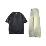 Clothing Set (Dark Gray Top+Yellow Mud Pants)
