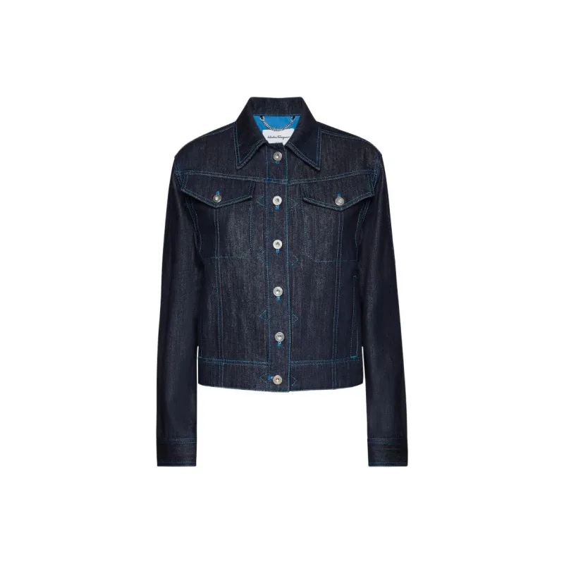 Ferragamo Denim Jackets Women's Blue-0