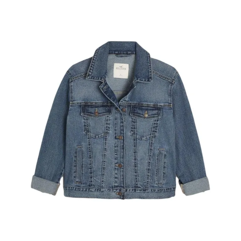 Hollister Denim Jacket Women's Deep Medium Washable-0