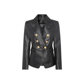 BALMAIN Double-breasted Leather Blazer