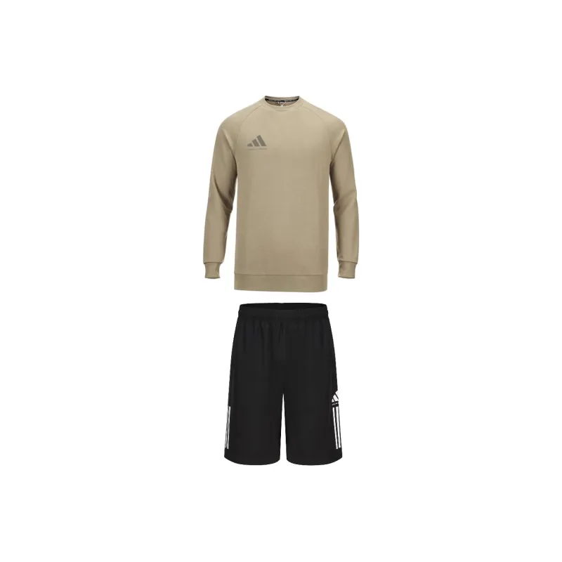 Adidas Casual Sportswear Men's Set Khaki Top+Black Shorts-0