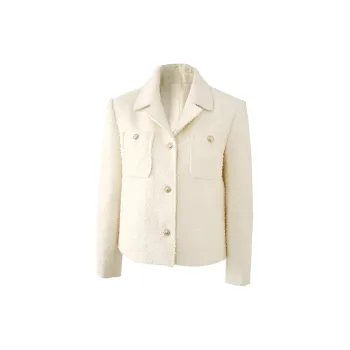 YALIDA Cropped Coats Women's Beige