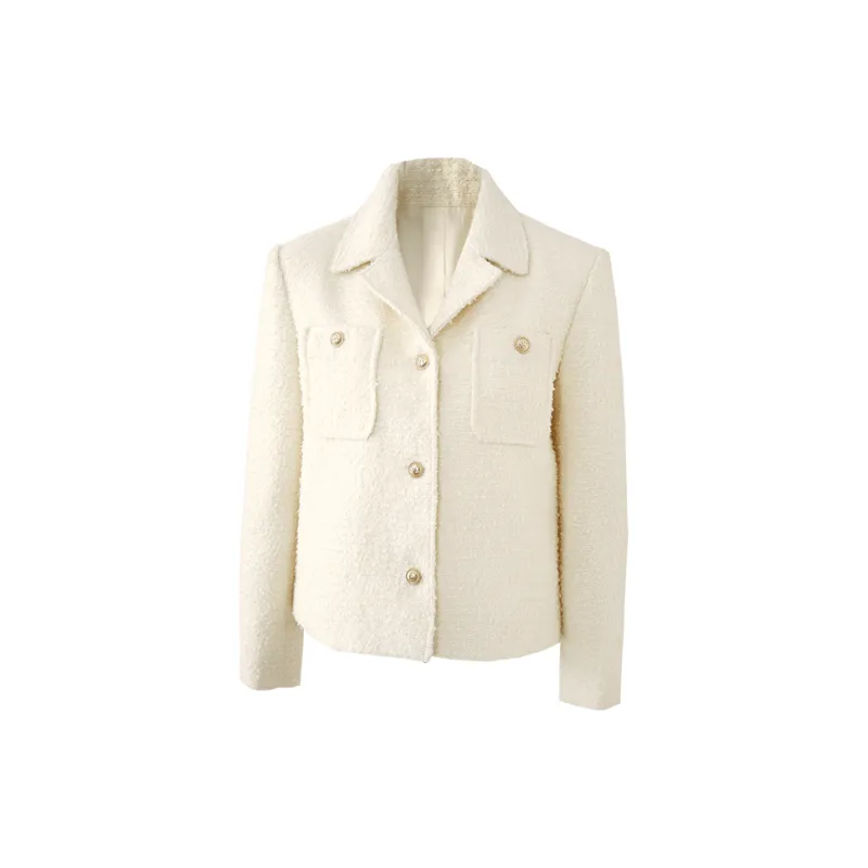 YALIDA Cropped Coats Women's Beige-0