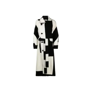 ISSEY MIYAKE Rectilinear Milled Checked Double-breasted Coat