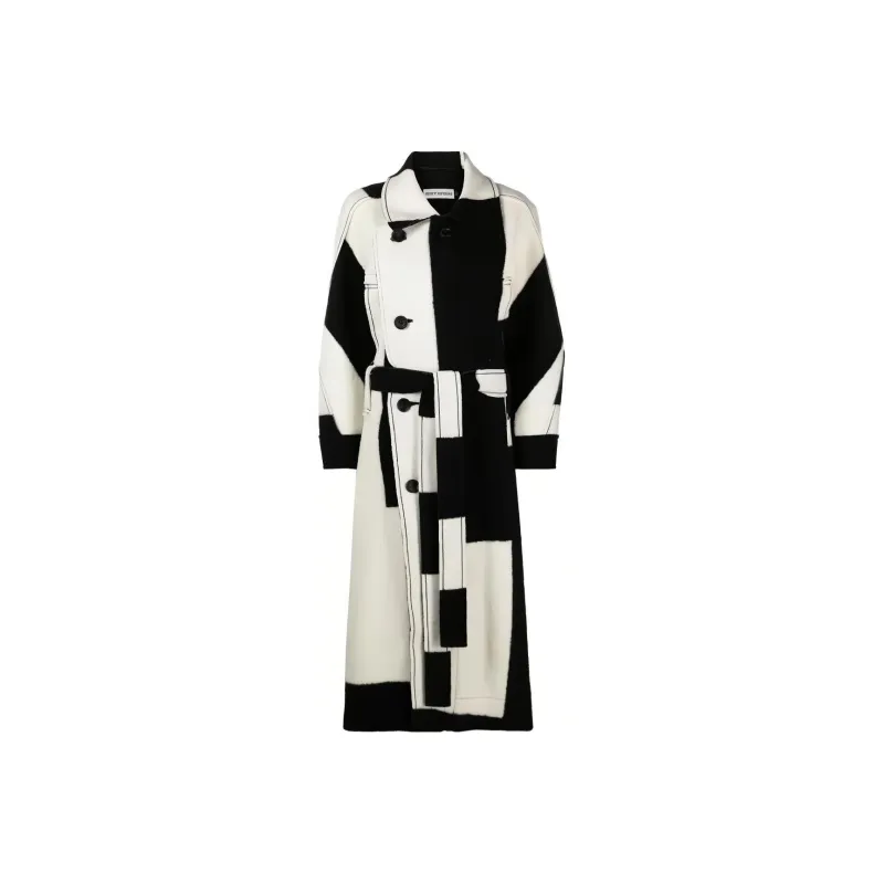 ISSEY MIYAKE Rectilinear Milled Checked Double-breasted Coat-0