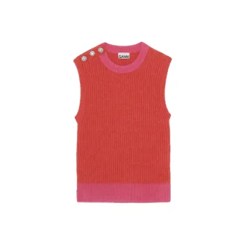 GANNI Embellished Wool blend Vest