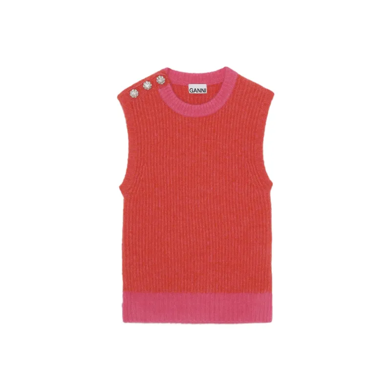 GANNI Embellished Wool blend Vest-0