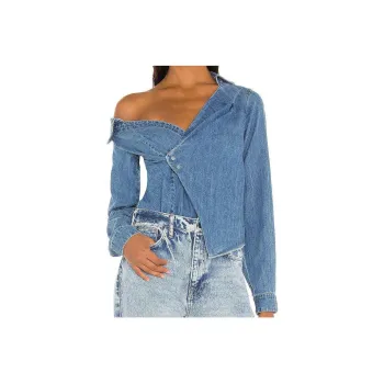 Rta Lizbeth Asymmetric Denim Shirt