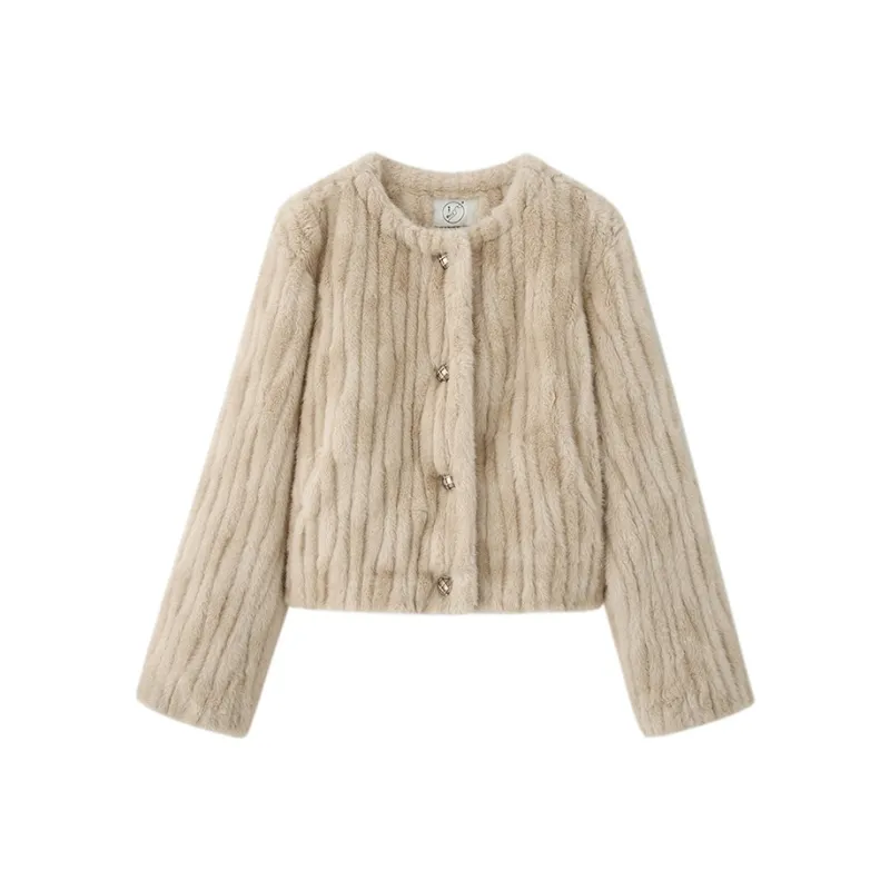 Luqingyi Velvet Jackets Women's Beige-0