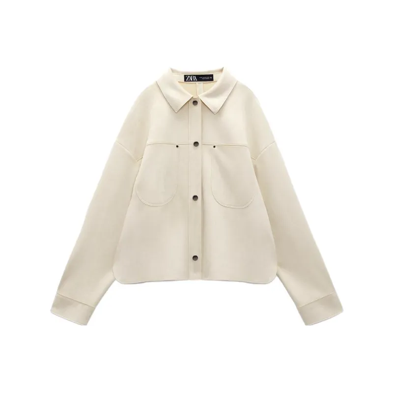 ZARA Cropped Coats Women's White-0