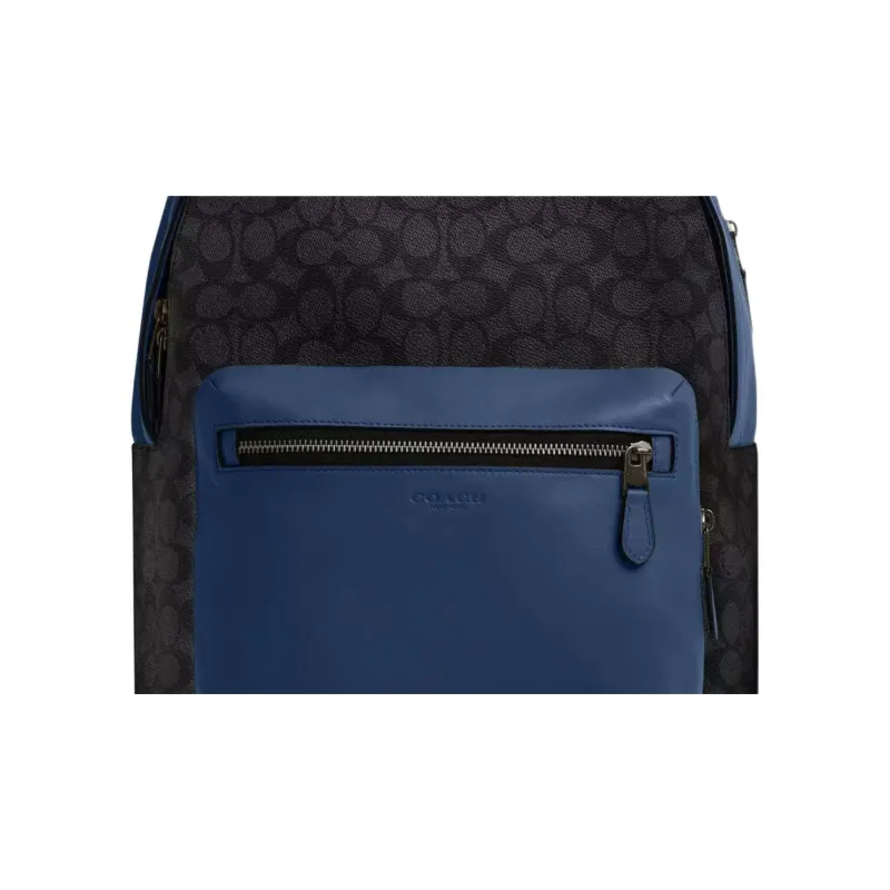 COACH Calfskin Backpack Tubas Men's Charcoal Gray & Dark Blue-3