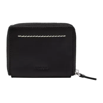 FOSSIL Leather Card Holder Unisex Black