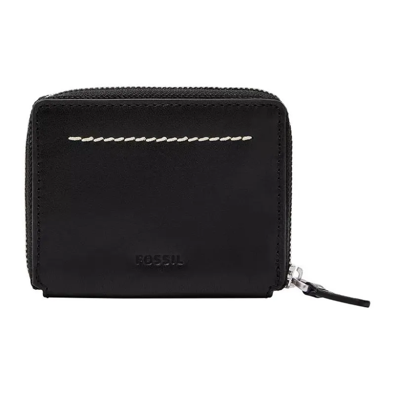 FOSSIL Leather Card Holder Unisex Black-0