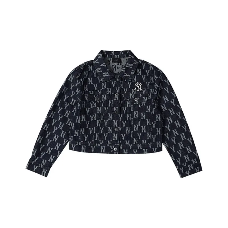 MLB Old Flower Cropped Coats Women's Dark Blue-0