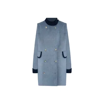 PAZZO Loose Fit Woolen Coat Women's Color Blocking