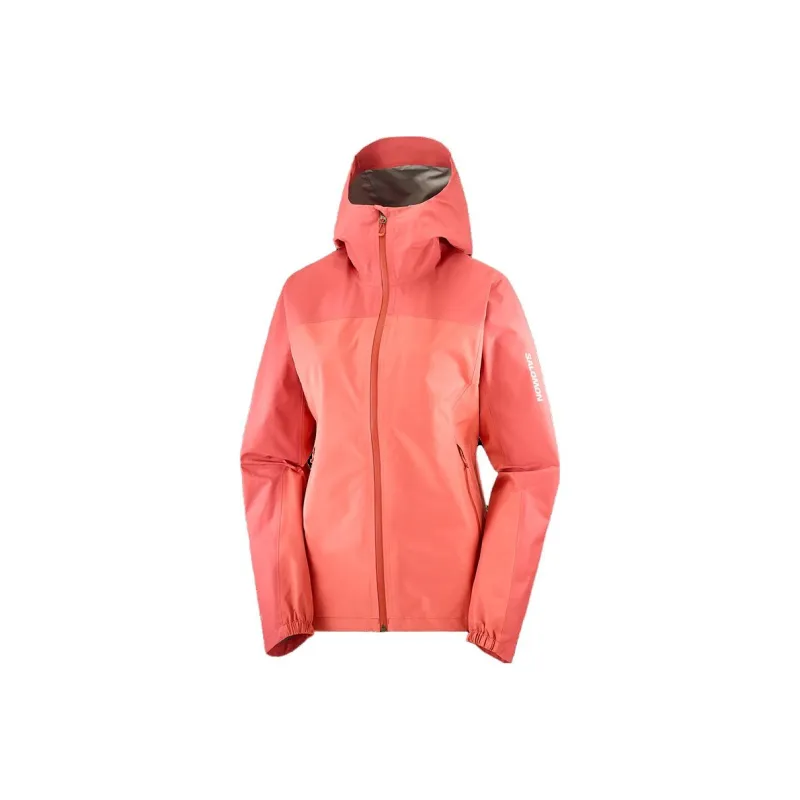 SALOMON OUTLINE Waterproof And Breathable Water-Repellent Windbreaker Jacket Women's Mineral Red-0