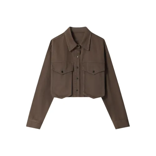 THE SEA LIFE Denim Jacket Women's Red Coffee