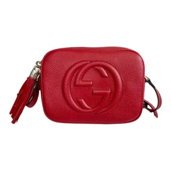 GUCCI Soho Cow Leather Shoulder Bag, Crossbody Bag Women's Red