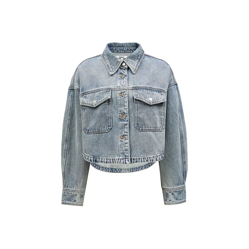 ONLY Denim Jacket Women's Washed Denim Blue-0