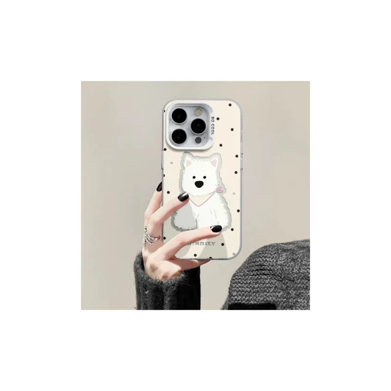 Sopi Acrylic Material Polka Dot West Highland Phone Cases Compatible With IPhone 16/15 Pro Max/Apple 13/14 Pro/Max-2