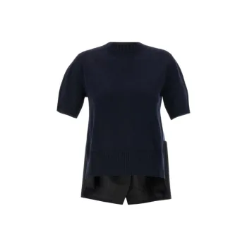 Sacai Poplin Knit Pullover 'Navy Blue Stripe'