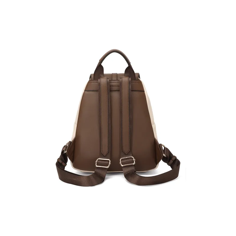 MEXICAN Polyurethane Backpack Regular Women's Black/Ecru & Coffee-7