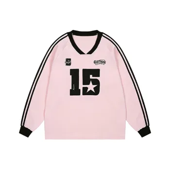 PAZZO Sporty Style V Neck Webbing Sweatshirt Women's