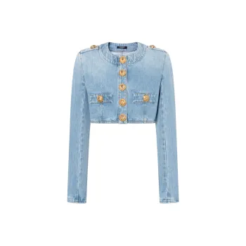 BALMAIN FW22 Denim Jacket Women's Blue