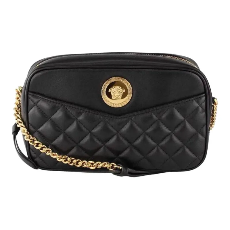 FANSIZHE Leather Camera Bag, Shoulder Bag Medium Size Women's Black-0