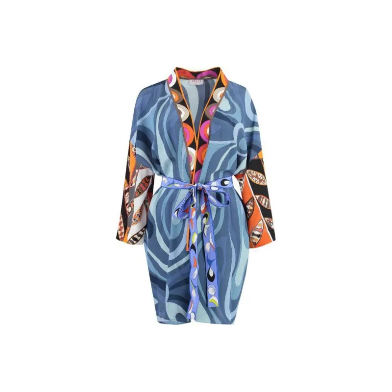 EMILIO PUCCI Graphic print Silk Robe Minidress-0