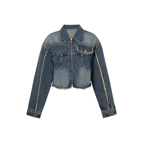 CHICPARK Denim Jacket Women's Washed Denim Blue
