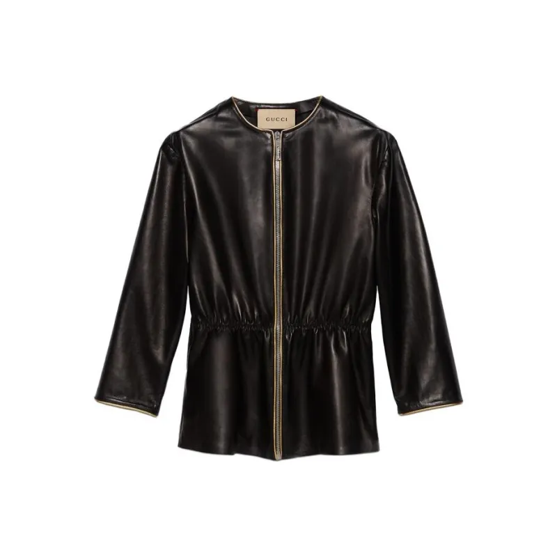 GUCCI Leather Jackets Women's Black-0