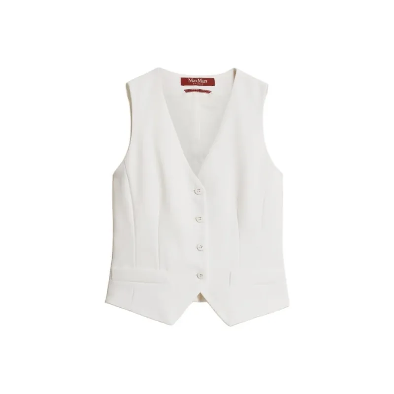 MaxMara Pepaia Collection Linen And Cotton Jumpsuit Vest Women's White-0
