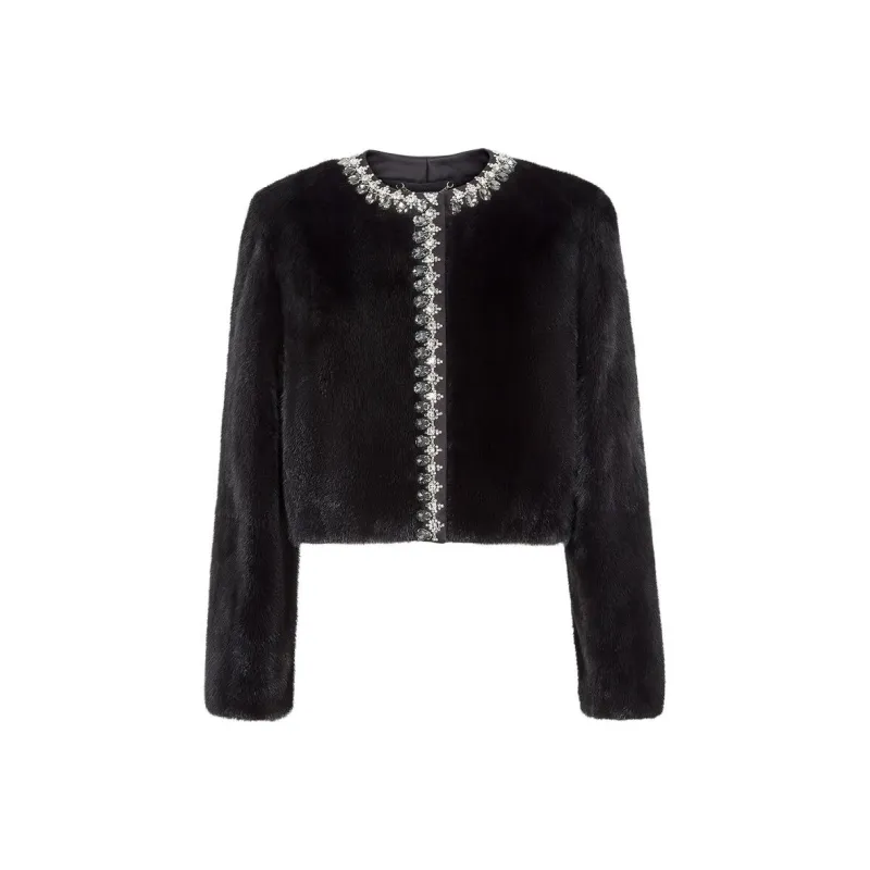 FENDI Velvet-feel Coat Women's Black-0
