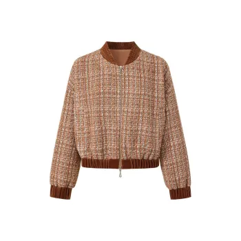 JZ Juzui Coats Women's Plaid Brown
