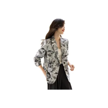 Mo Han Yi Mei Business Suit Women's White With Black Floral