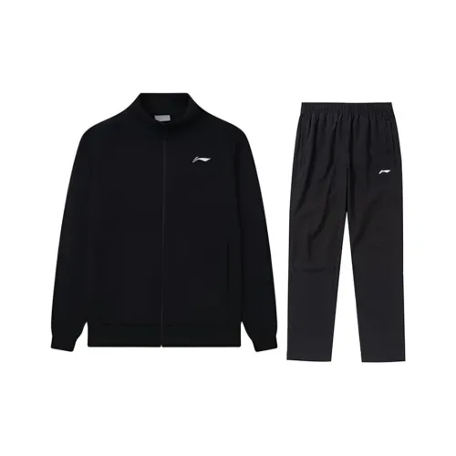 LiNing Football Casual Sportswear Men's Standard Black Top+Pants