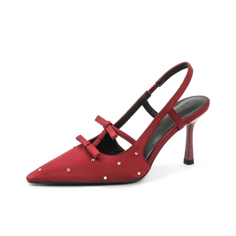 Lan Miao Slim Heel High Heels Women's Red-0