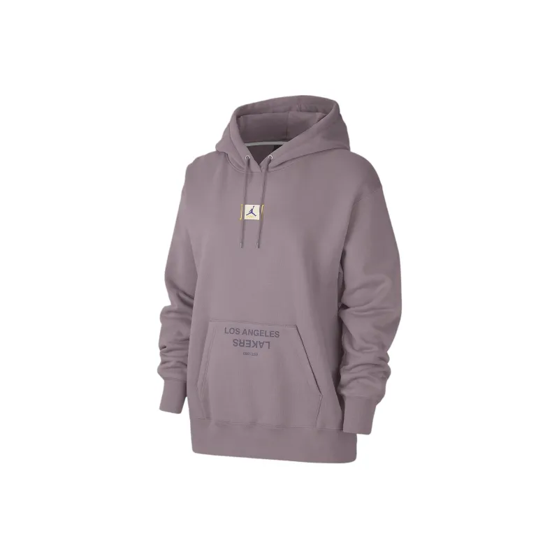 JORDAN Los Angeles Lakers Flight Fleece Women's JORDAN Nba Satin Lined Pullover Hoodie-0